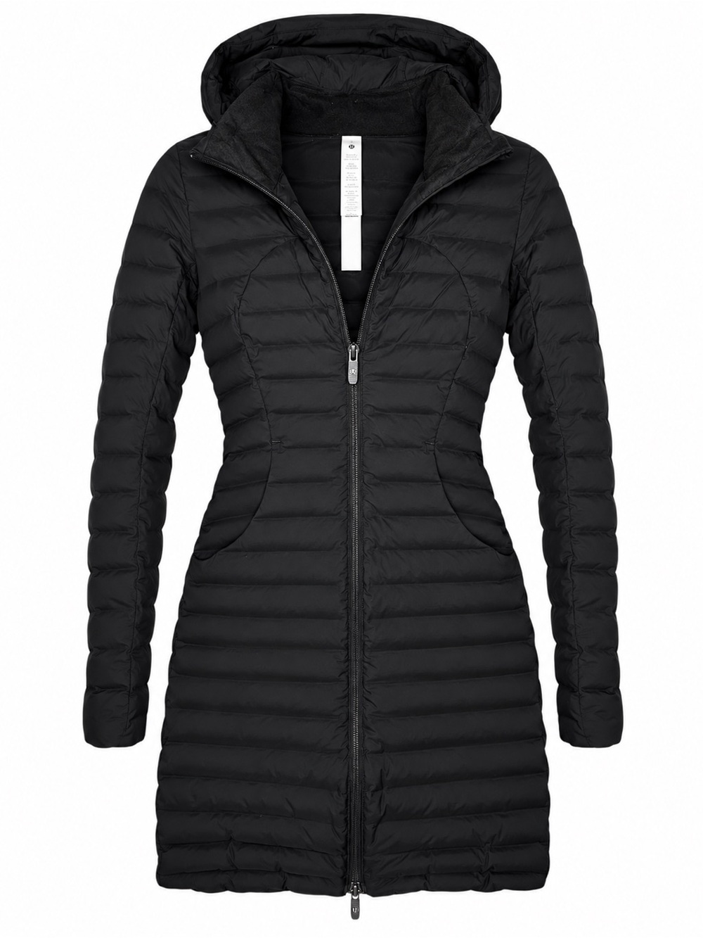 LULULEMON Pack It Down Long Jacket Black Hooded Goose Down Puffer Coat Size 0